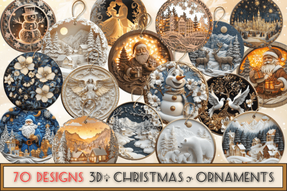 70 3D Christmas Ornament Bundle Illustrations