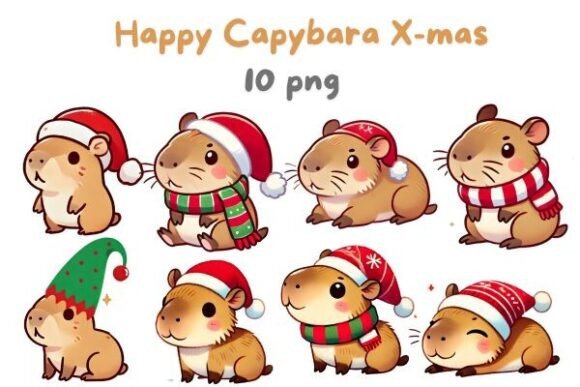 Capybara Christmas Clipart: Festive Illustrations