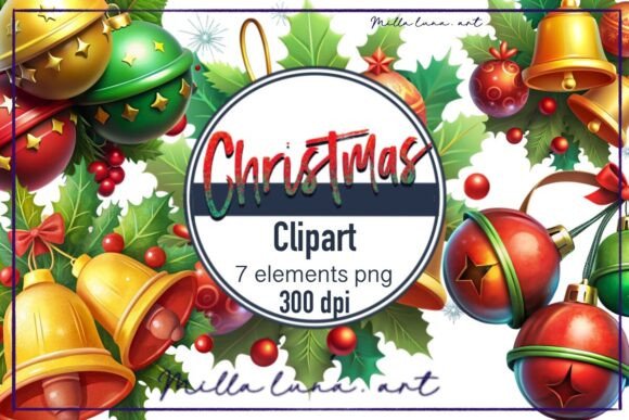 Christmas Bell Clipart Decor PNG: Festive Illustrations