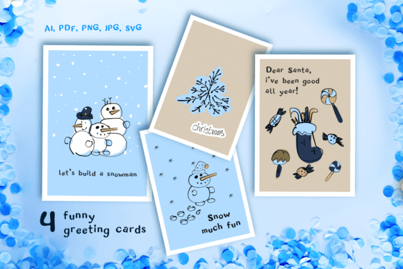 Christmas Card with Snowmen Illustrations Review