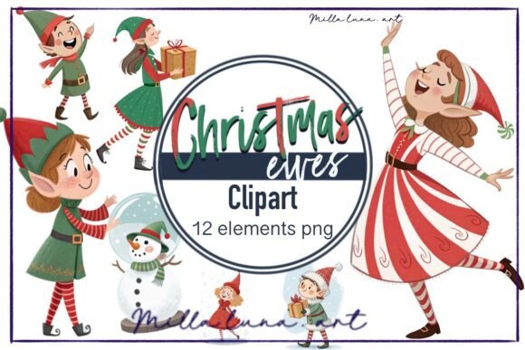Christmas Decor Elves Gift: Festive Illustrations