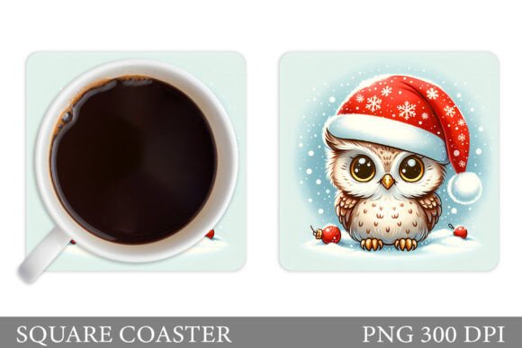 Christmas Owl Coaster Design: Illustrations for Blogs