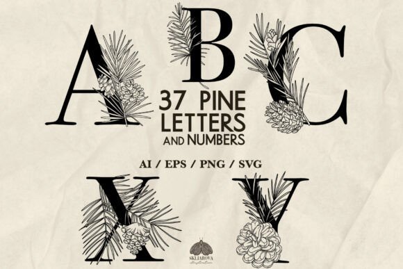 Christmas Pine Letters: Illustrations for Festive Blogs