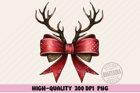 Coquette Christmas Raindeer Bow: Festive Illustrations