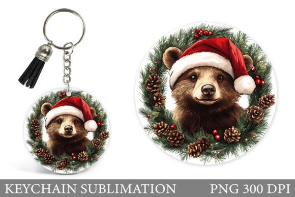 Cute Bear Keychain: Festive Illustrations