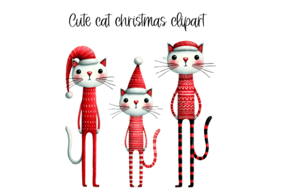 Cute Cat Christmas Clip Art: Illustrations for Branding