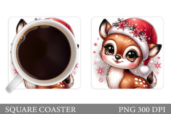 Deer Coaster Design: Christmas Illustrations