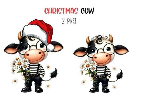 Highland Cow Christmas Clipart for Illustrations