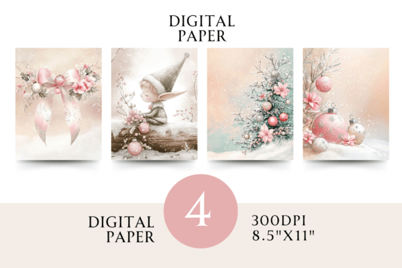 Pink Christmas Digital Paper JPG: Illustrations Review