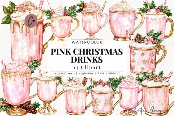 Pink Christmas Drinks Clipart: Illustrations Review