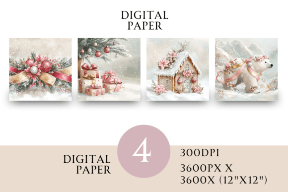 Pink Square Pastel Christmas Paper & Illustrations