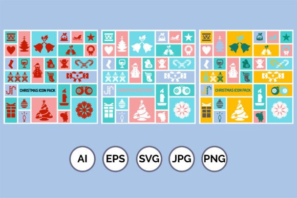 Review: Christmas Elements Set Icons Vector for Embroidery