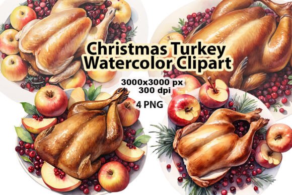 Review: Christmas Turkey Watercolor Clipart & Illustrations