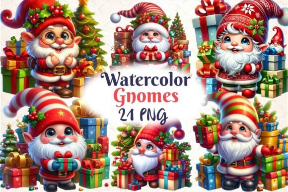 Reviewing Christmas Gnomes Holiday Clipart Illustrations