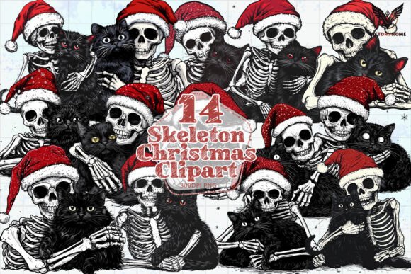 Skeleton Christmas Clipart PNG: Crafting Illustrations