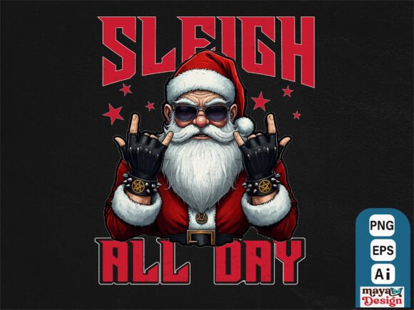 Sleigh All Day Funny Christmas Tshirt Illustrations