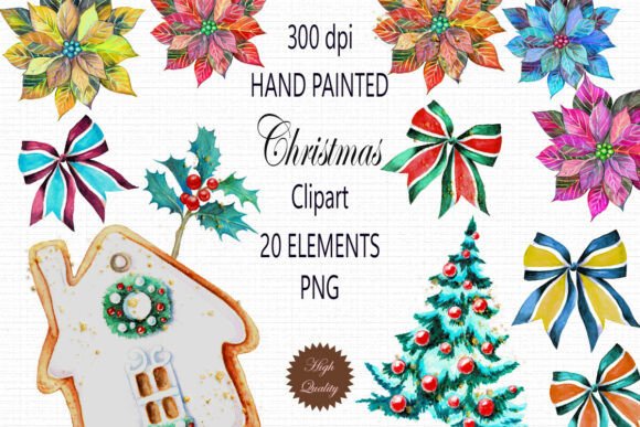 Watercolor Christmas Clipart: Hand Drawn Illustrations