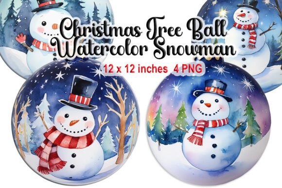 Watercolor Snowman Ball Illustrations Review